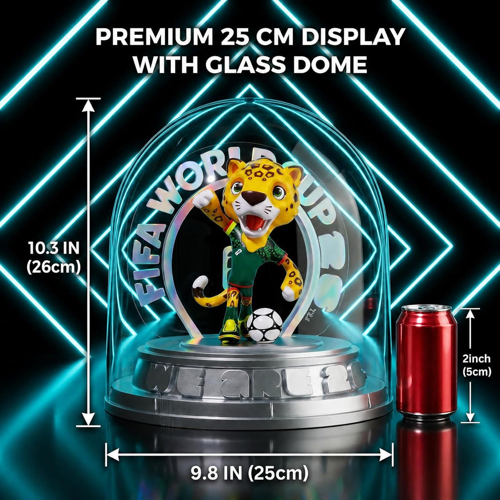 FIFA World Cup 2026 Mexico Mascot Zayu Jaguar Statue – Personalized Laser Engraved | Official Licensed 25cm Display with Acrylic Dome