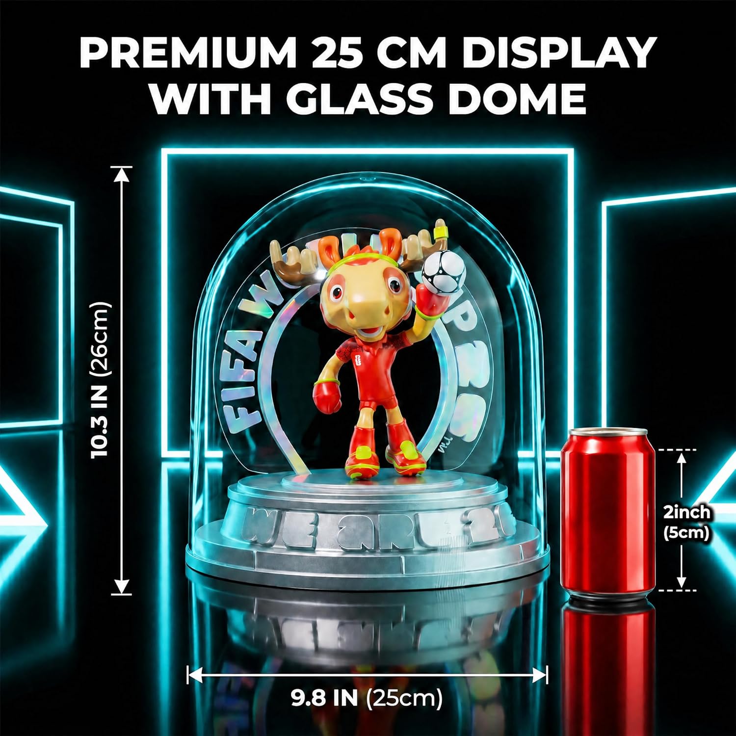 FIFA World Cup 2026 Canada Mascot Maple the Moose Statue – Personalized Laser Engraved | Official Licensed 25cm Display with Acrylic Dome