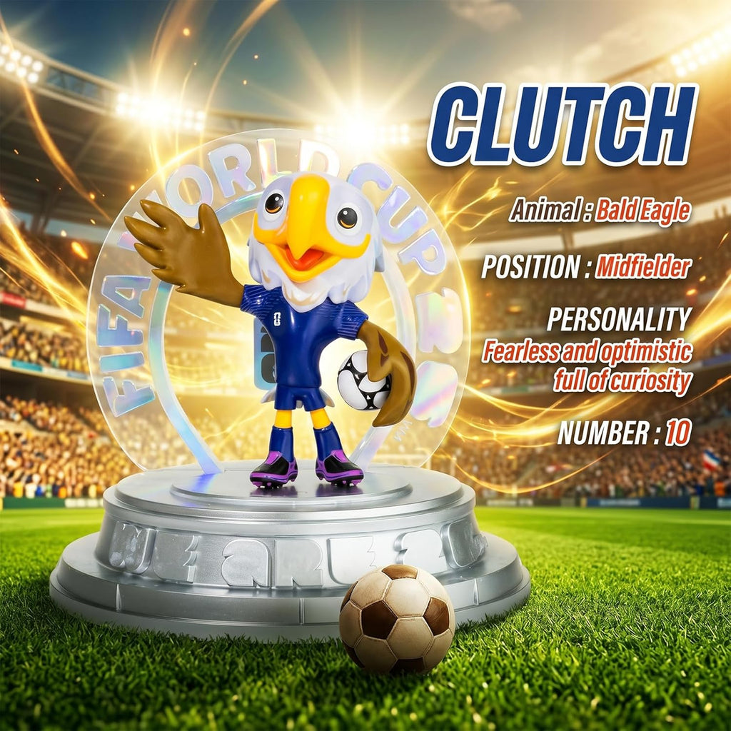 FIFA World Cup 2026 USA Mascot Clutch the Bald Eagle Statue – Personalized Laser Engraved | Official Licensed 25cm Display with Acrylic Dome