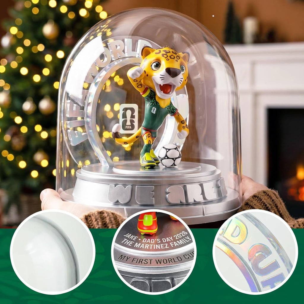 FIFA World Cup 2026 Mexico Mascot Zayu Jaguar Statue – Personalized Laser Engraved | Official Licensed 25cm Display with Acrylic Dome