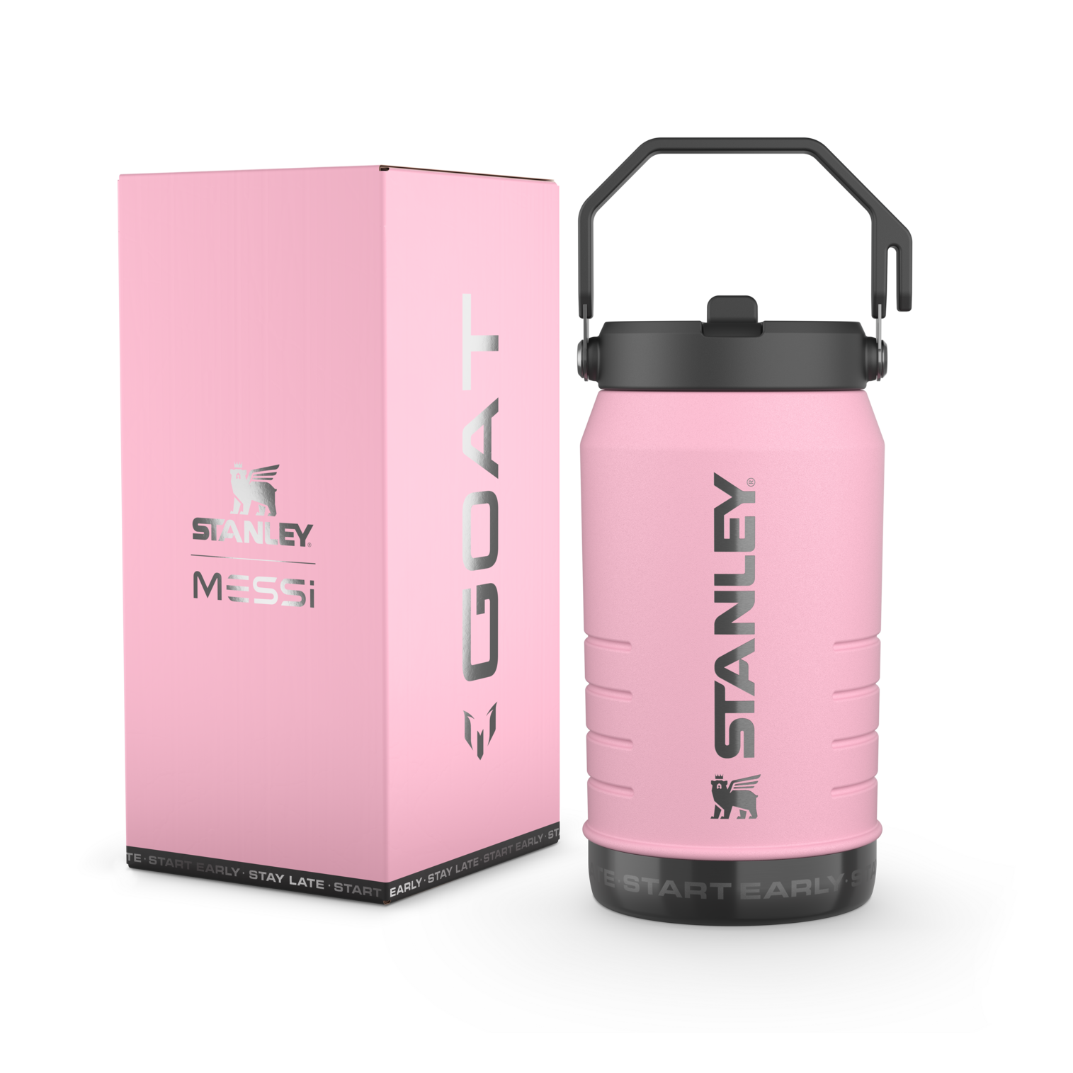 Messi x Stanley IceFlow Flip Straw Jug 64 oz GOAT Collection – Extra Large Insulated Jug for Sports and Hydration